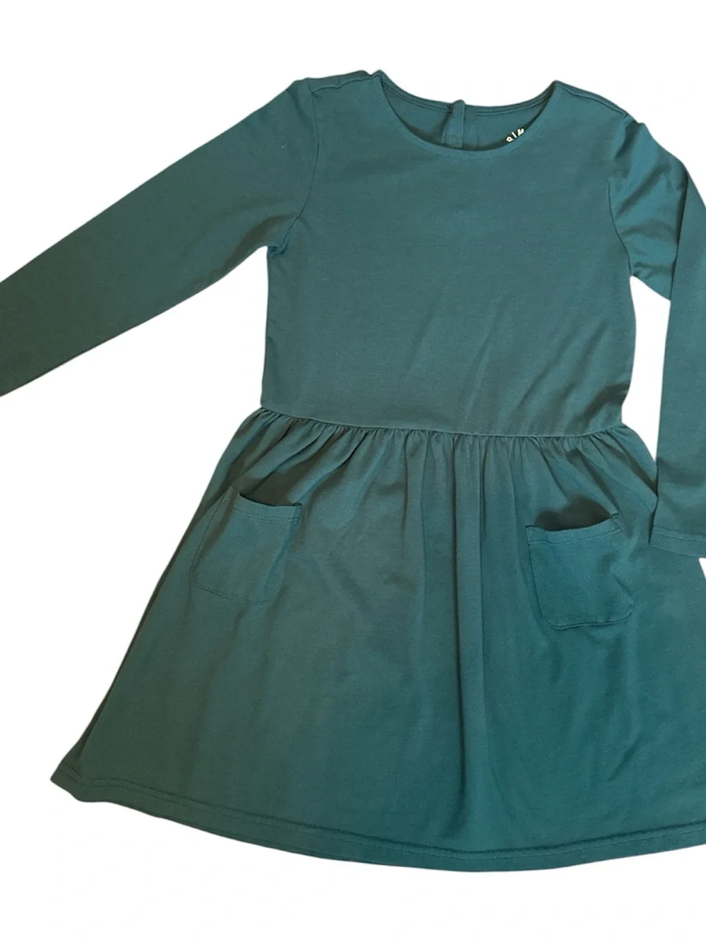 Primary Teal Long-Sleeve Pocket Dress